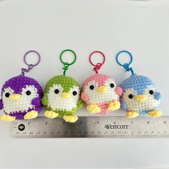 Handmade Crochet Knit Cute Penguin Keychains Bag Charm in Pink - Picture 9 of 15